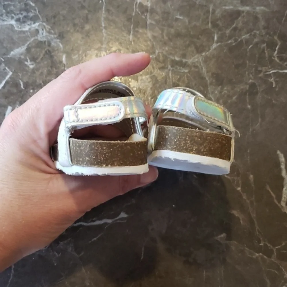 Baby Girl‎ Silver Glitter Sandals Sz 0-3 Months